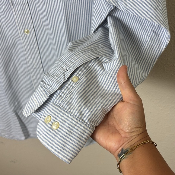 Ralph Lauren Classic Fit Stripe White Blue Botton Down Shirt size 16 1/2 (32-33) - Picture 6 of 8